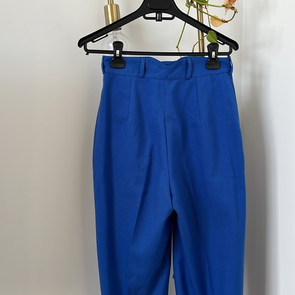 Cobalt blue pleated straight leg vintage trousers - Picture 3 of 5